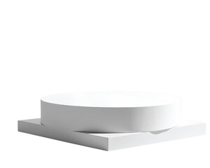 Empty white round podium or modern platform. Abstract 3d cylinder pedestal or product