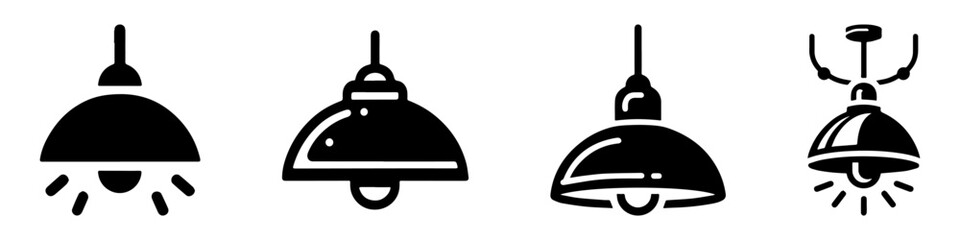 Obraz premium Modern Minimalist Coffee Shop Pendant Lamp Icon, Flat Silhouette of Lighting Vector for Interior Illustration Design