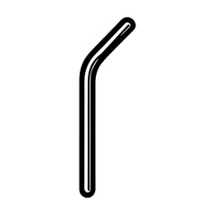 Obraz premium Modern Minimalist Metal Straw Icon, Flat Silhouette of Drinkware Accessory Vector for Café Illustration Design