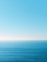 Obraz premium Peaceful Landscape, Blue Sea and Cloudless Sky Horizon