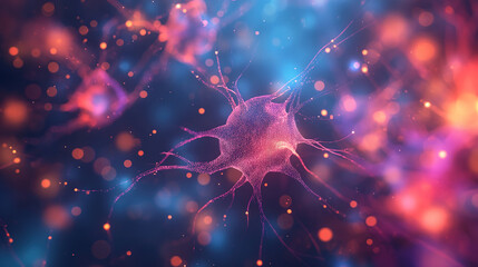 Artificial intelligence and neural network concept with colorful bokeh