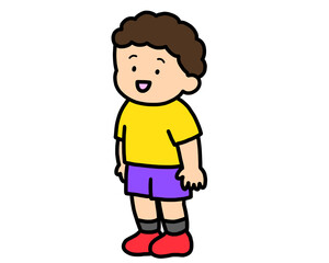 立って話すアジア人の男の子