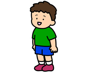 立って話すアジア人の男の子