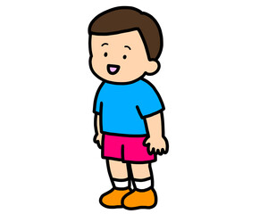 立って話すアジア人の男の子