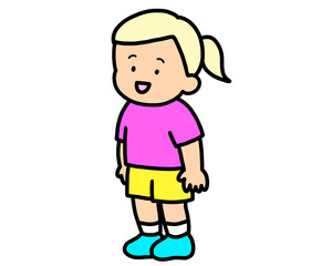 立って話す金髪の女の子