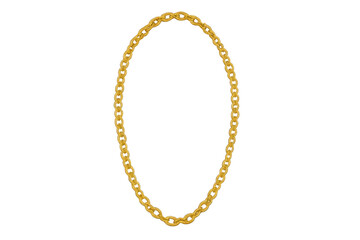 Golden chain necklace loop with transparent background