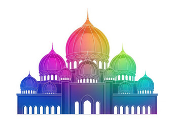 Fototapeta premium Colorful islamic mosque architecture with rainbow gradient domes
