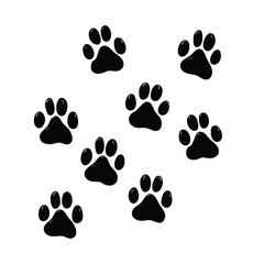 Paw vector foot trail print of cat. Dog, pattern animal tracks isolated on white background, backgrounds, vector icon Illustration