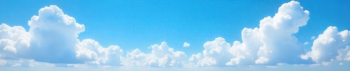 Serene Expanse of Fluffy Cumulus Clouds Peaceful Blue Sky, Perfect for Travel and Nature Projects