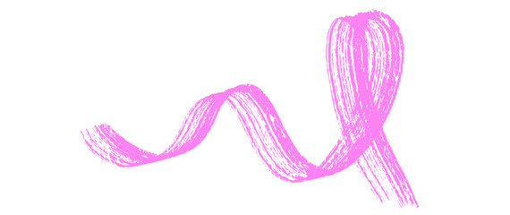 Pink brush stroke forming ribbon shape. Brush stroke looks like awareness ribbon, symbol of hope and support. This brush stroke design is abstract yet meaningful, brush element for creative projects