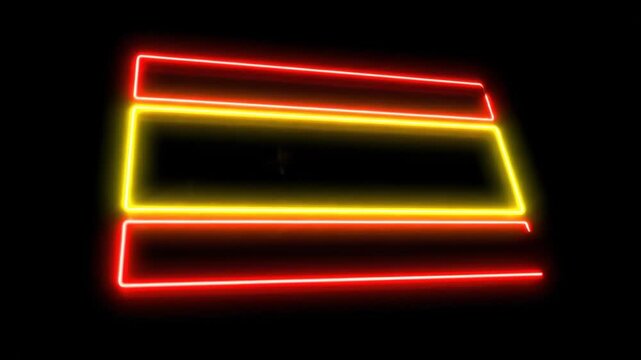Neon Spain Flag Animation - A neon animation of the flag of Spain set against a dark, black background. The flag is displayed in a bright red and yellow neon style.