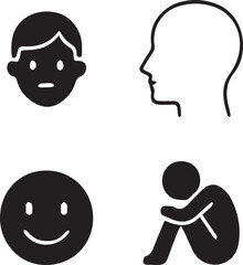 Fototapeta premium Stock image result description: Vector illustration of man and woman cartoon faces or avatars with different expressions, hair, and a beard or smile