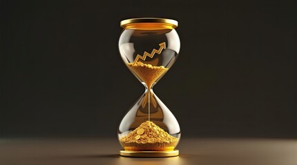 Golden coins cascade through a glass hourglass against a dark backdrop, symbolizing time’s value in wealth, investment, and financial opportunity.