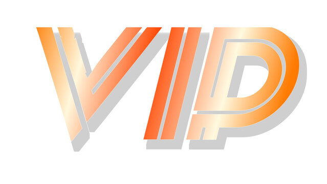 Premium VIP Text Logo Vector with Orange Gold Gradient and 3D Dynamic Effect, Exclusive Membership Icon Design