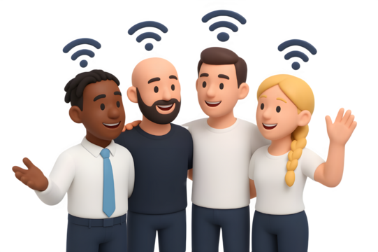 business people with social network icons - Powered by Adobe