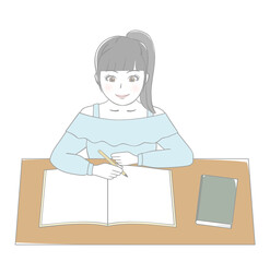 勉強する女の子