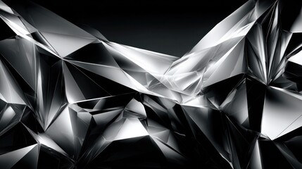 Abstract geometric art crystalline shards & triangles, stark contrast of light & shadow