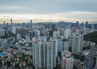 Fototapeta premium Shenzhen ,China - July 06, 2022: Aerial view of landscape in Shenzhen city, China
