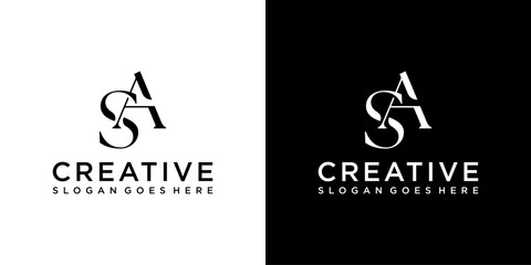 SA or AS initial letter logo design vector