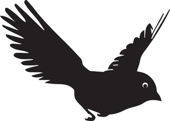 Black vector silhouette illustration of a flying eagle with wings for tattoo or design symbol