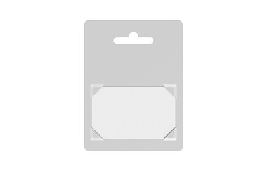 3D Gift Card with holder mockup, open Leaflet, bifold isolated on background. Blank folder paper template for presentation credit card, key card, notecards, invitation, branding, special offers, Ads