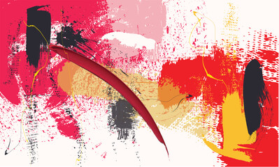 red paint brush stroke painting, Abstract Colorful watercolor paint splashes and strokes. Abstract artistic poster. art grunge painting print. Bright color graphic spots textures.eps10
