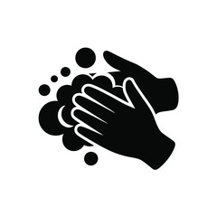 Obraz premium Black silhouette of hands washing with soap bubbles hygiene