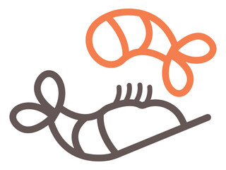 Shrimp icon vector illustration in flat line style. Great for seafood restaurant, BBQ menu, or sushi design.