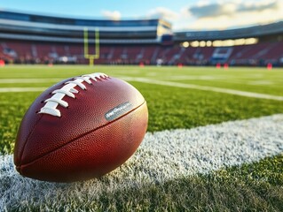 Close-up of Football on Field at Stadium
