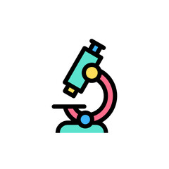 A colorful and stylized illustration of a microscope, perfect for science education, research projects, or medical-related design elements against a clean white background.