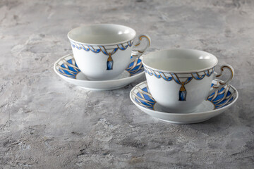 Fiocco Grace Cup & Saucer Blue Ribbon Design Italy 2000s