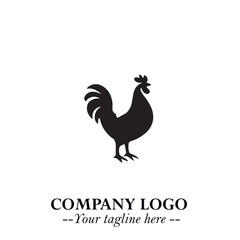 Chicken Logo Symbol Black on White Background in Minimalist Modern Vector Design for Farm Branding
