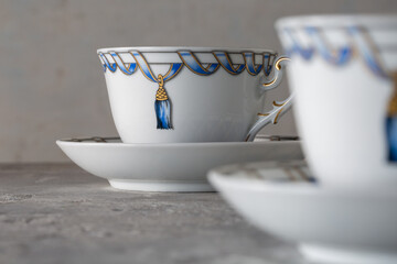 Fiocco Grace Cup & Saucer Blue Ribbon Design Italy 2000s