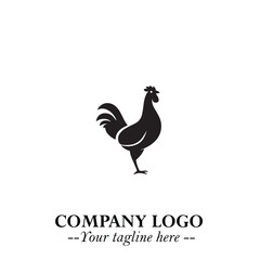 Chicken Logo Symbol Black on White Background in Minimalist Modern Vector Design for Farm Branding