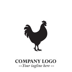 Chicken Logo Symbol Black on White Background in Minimalist Modern Vector Design for Farm Branding