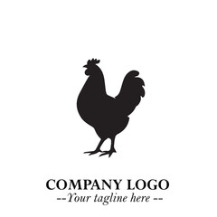 Chicken Logo Symbol Black on White Background in Minimalist Modern Vector Design for Farm Branding