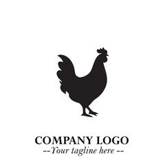 Chicken Logo Symbol Black on White Background in Minimalist Modern Vector Design for Farm Branding