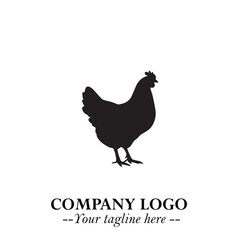 Chicken Logo Symbol Black on White Background in Minimalist Modern Vector Design for Farm Branding