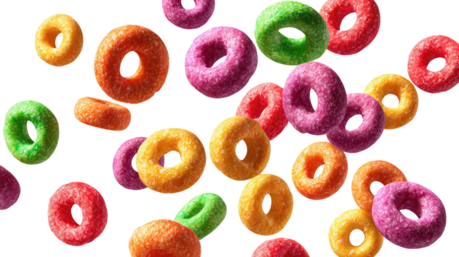 Floating Colorful Fruit Cereal Loops