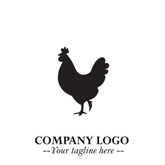 Chicken Logo Symbol Black on White Background in Minimalist Modern Vector Design for Farm Branding
