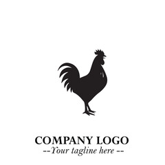 Chicken Logo Symbol Black on White Background in Minimalist Modern Vector Design for Farm Branding