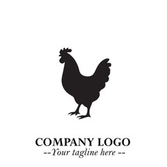Chicken Logo Symbol Black on White Background in Minimalist Modern Vector Design for Farm Branding
