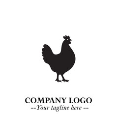 Chicken Logo Symbol Black on White Background in Minimalist Modern Vector Design for Farm Branding