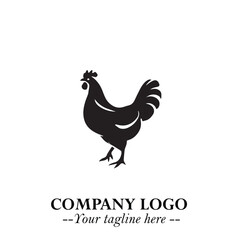 Chicken Logo Symbol Black on White Background in Minimalist Modern Vector Design for Farm Branding