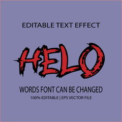 Helo Editable Text Effect with Distressed Red Font | Customizable Vector Template for Graphic Design Projects and Trendy Social Media