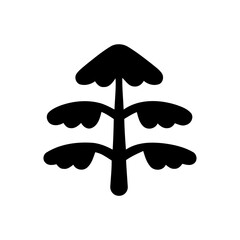 silhouette of a pine tree with clumps of needles