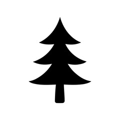 Simple black silhouette of a pine tree. christmas tree vector illustration