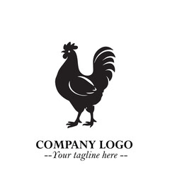 Chicken Logo Symbol Black on White Background in Minimalist Modern Vector Design for Farm Branding