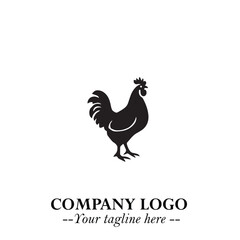 Chicken Logo Symbol Black on White Background in Minimalist Modern Vector Design for Farm Branding