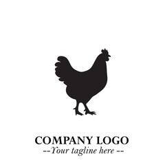 Chicken Logo Symbol Black on White Background in Minimalist Modern Vector Design for Farm Branding